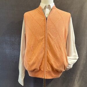 New Henry Jacobson, size Lg, reversible silk and cotton zip-front sweater vest